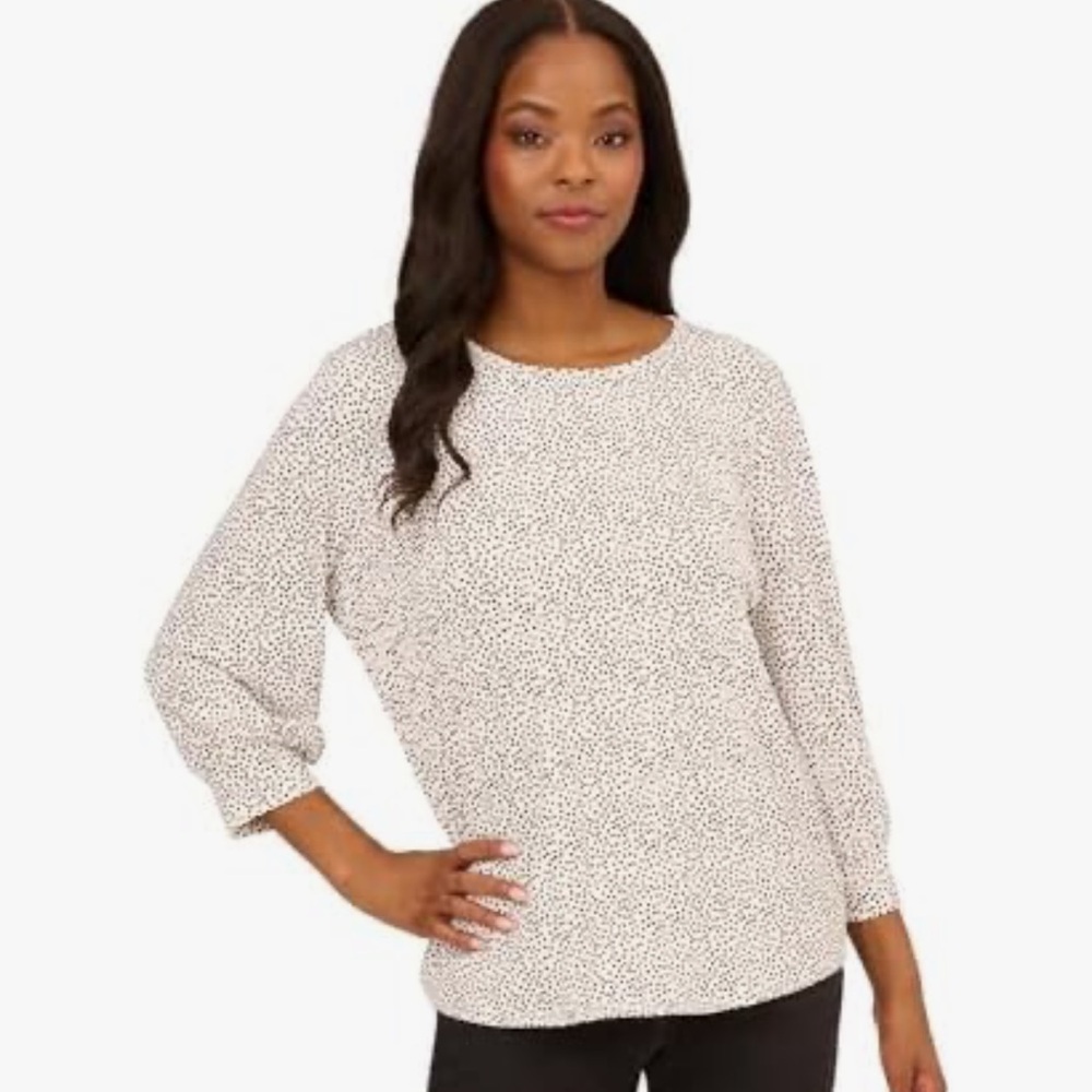 ADRIANNA PAPELL Womens print knit pleated trapeze top polka dots